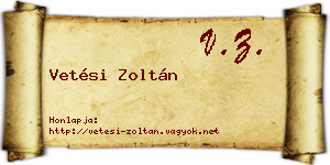 Vetési Zoltán névjegykártya
